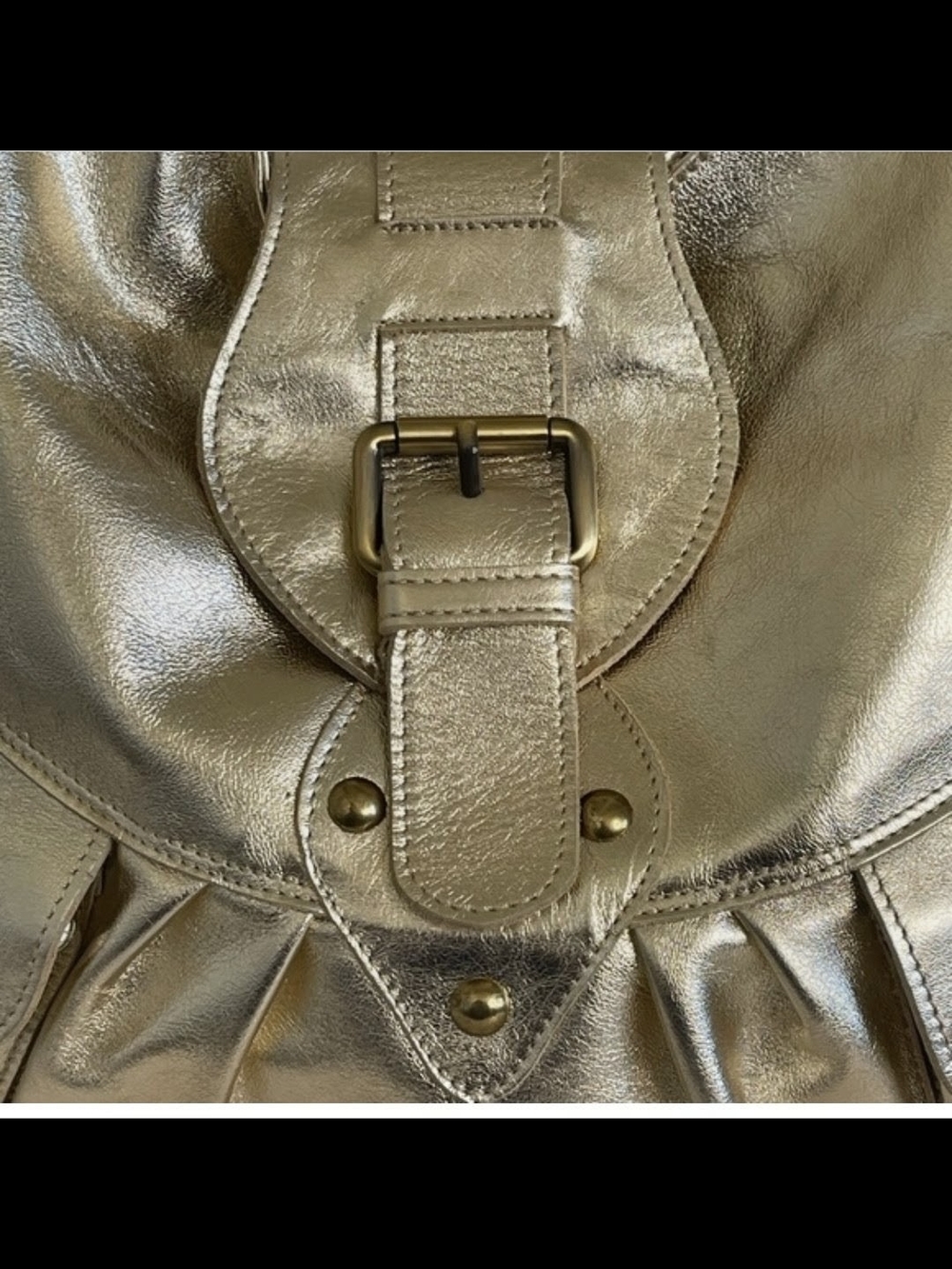 Metallic Gold Shoulder Bag by Marco Buggiani - Picture 9 of 9
